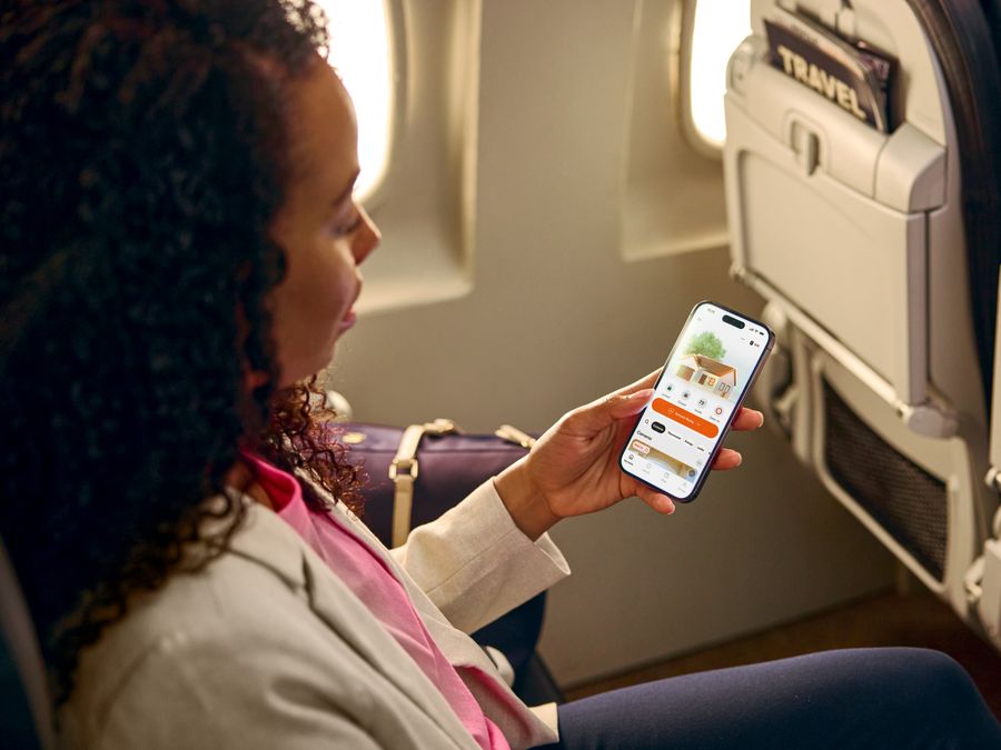 Checking the Vivint app on a flight